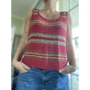 Ralph Lauren Multicolor Striped Tank Top Shirt Cotton Linen Blend M